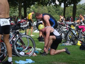 Wechsel vom Schwimmen auf´s Rad (Ralf Gromann und Christian Gaffke) 