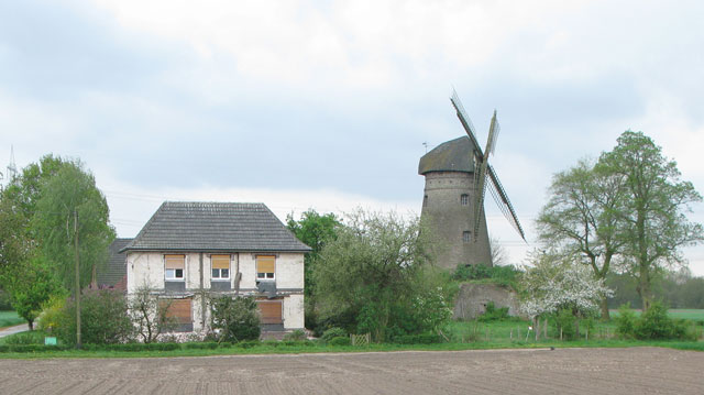 Die dammer Windmühle am 30. April 2010 von der Nordseite fotografiert. Foto: Helmut Scheffler