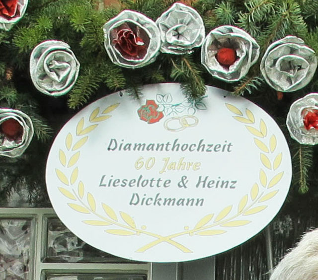 Lieselotte und Heinrich Dickmann feiern diamantene Hochzeit