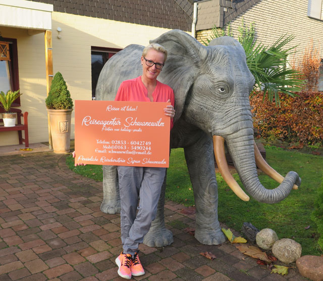 Ein Elefant verrät den Standort der Reiseagentur Schwanewilm