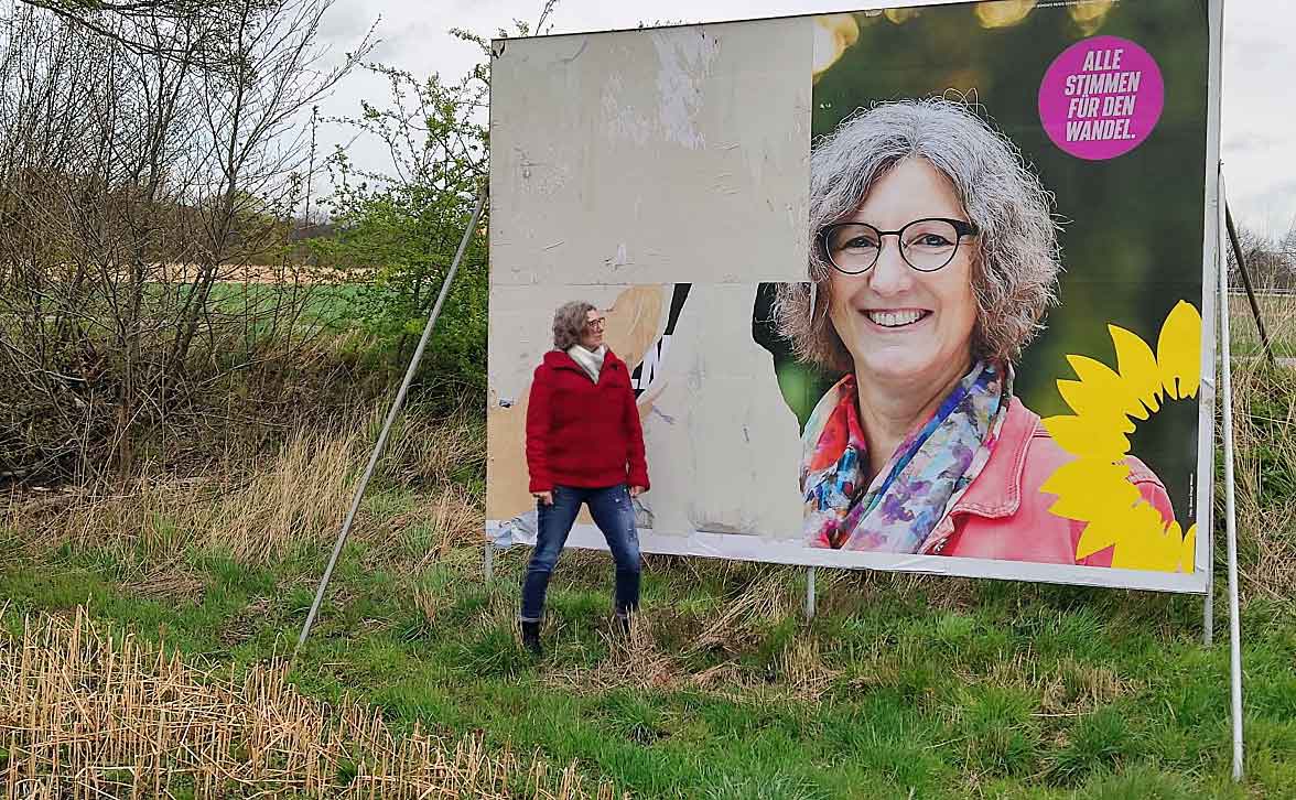 Vandalismus an Wahlplakat der Grünen