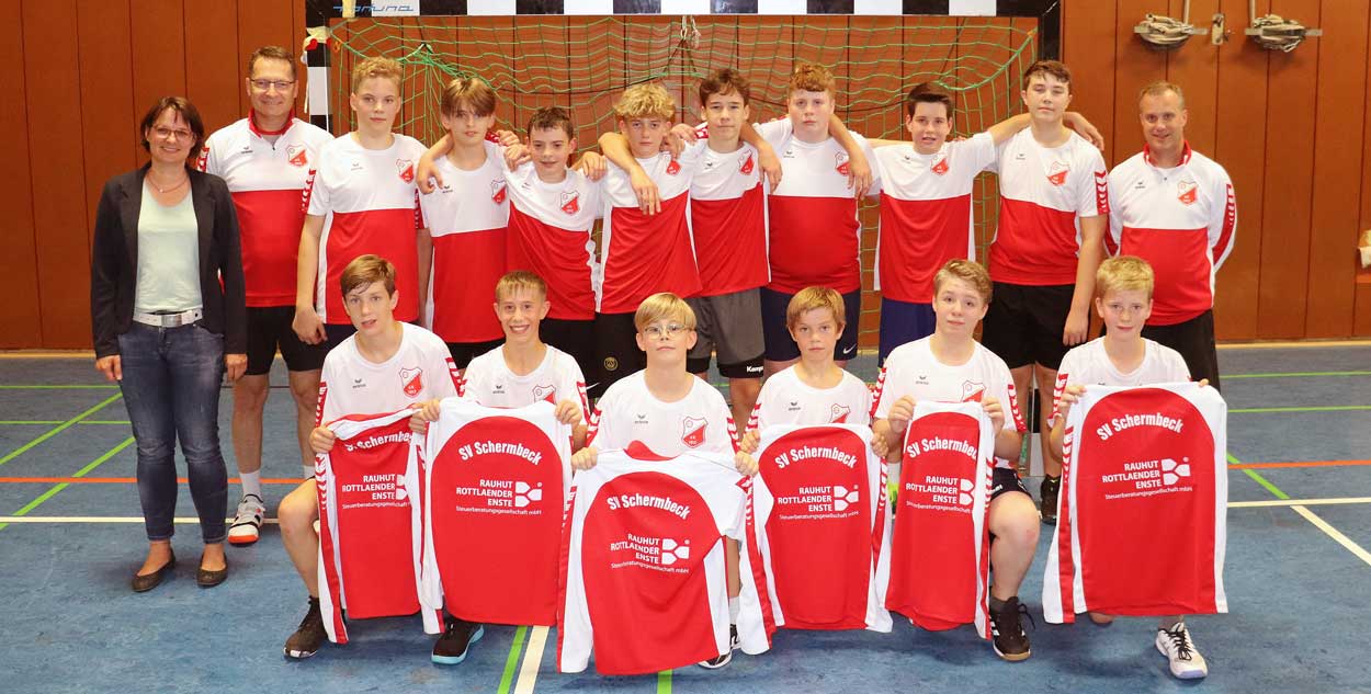 Teamfoto-Handball-SV-Schermbeck-mit-Sponsor