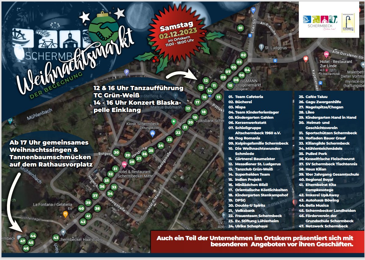 Lageplan Weihnachtsmarkt 2023 in Schermbeck