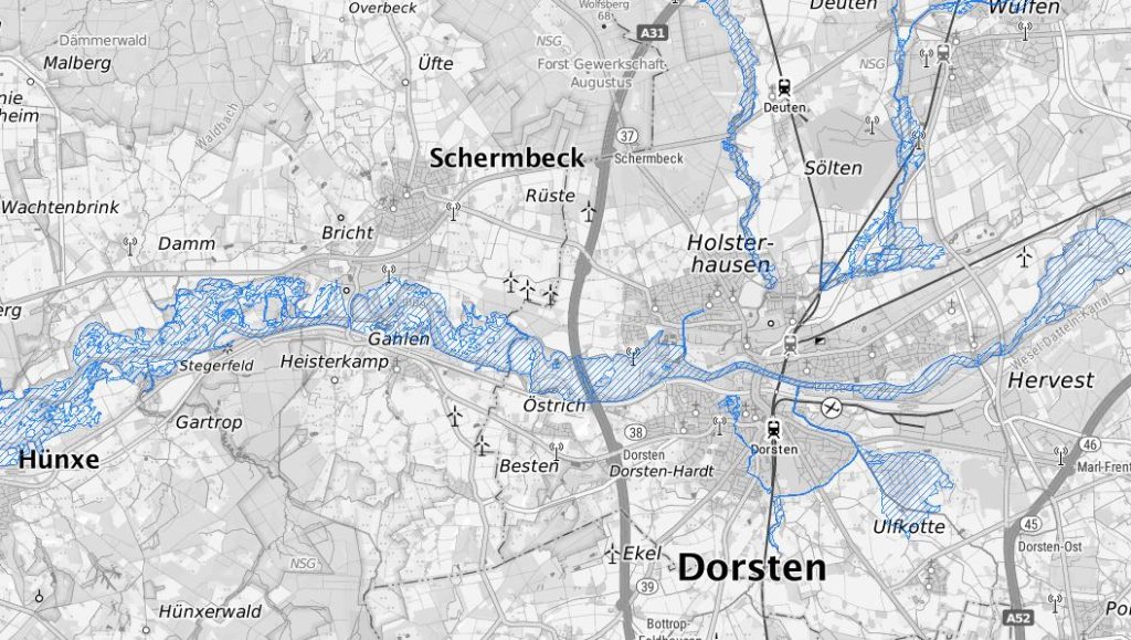 Überschwemmungsgebiet Lippe Schermbeck und Dorsten