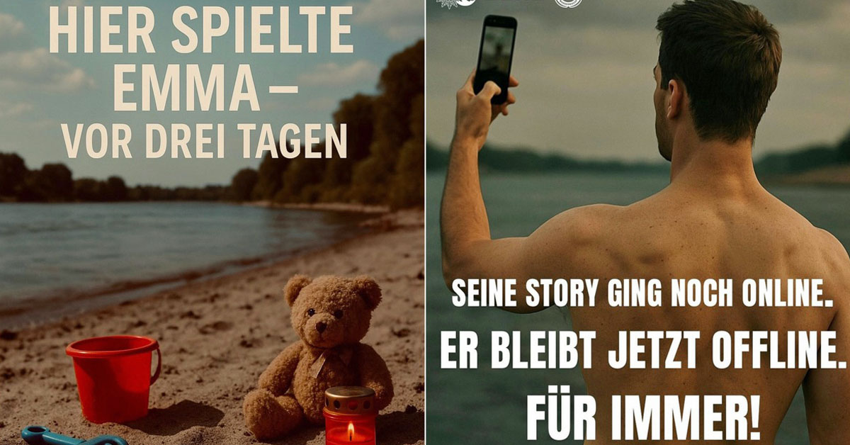 Polizei Duisburg veröffentlicht Schockfotos zu-Baden im Rhein im verboten.