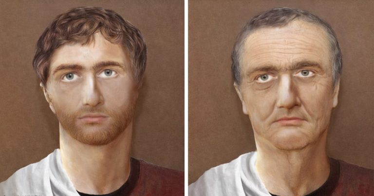 Digitale Phantombilder von Kaiser Augustus im Alter von 50 und 70 Jahren, erstellt von der visuellen Fahndungshilfe des LKA NRW