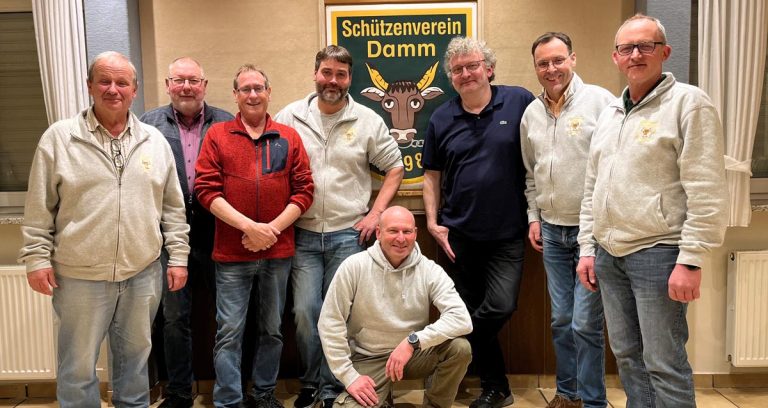 Erfolgreiche Liste 2 Heikant beim Listenschießen des SV Damm in Schermbeck mit Sven Domeyer und weiteren Schützen im Gruppenbild