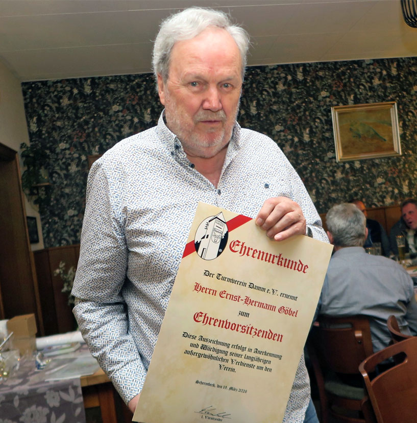 Ehrenurkunde für Hermann-Turmverein Schermbeck-Damm