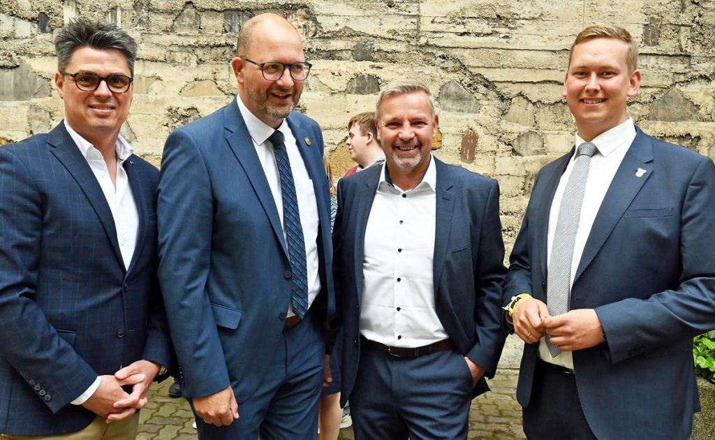 Schermbecks Bürgermeister Mike Rexforth beim Besuch von Bundespräsident Steinmeier in Dorsten