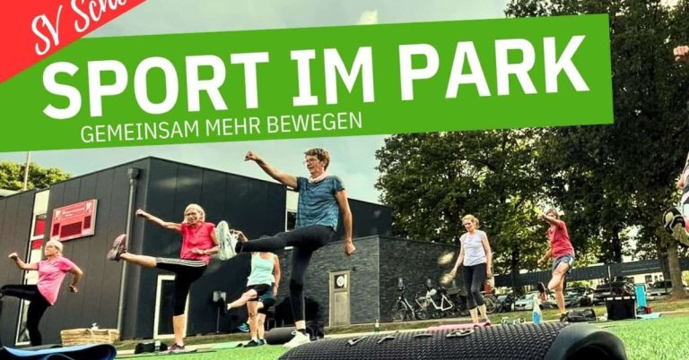 Plakat zum kostenlosen Sport-im-Park-Angebot des SV Schermbeck