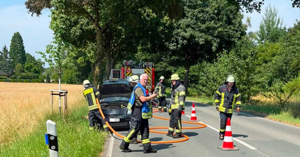 Feuerwehr Schermbeck beseitigt Sturmschaden mit umgestürztem Baum an der Marienthaler Straße