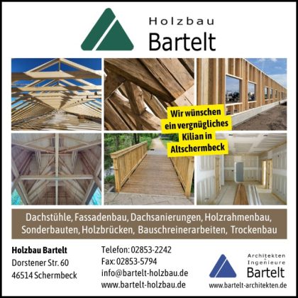 Anzeige Holzbau Bartelt zum Kilian-Sch&uuml;tzenfest 2026