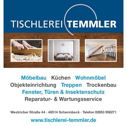 Anzeige Tischlerei Temmler zum Kilian-Sch&uuml;tzenfest 2026