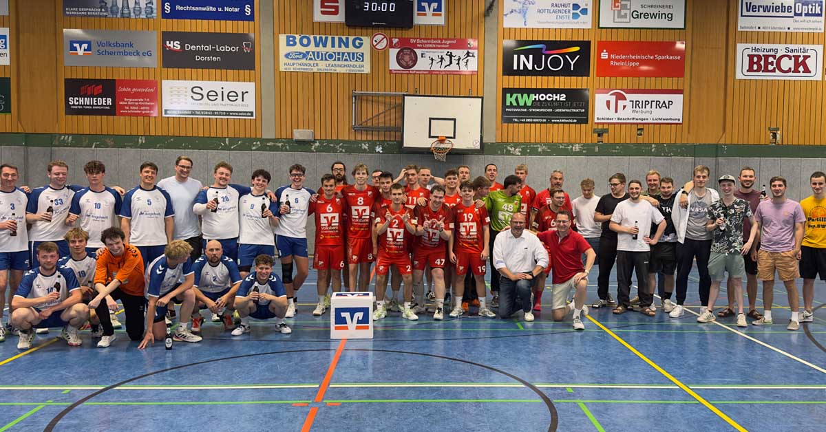 Mannschaft der Schermbecker Handballer beim Volksbank-Cup 2026 in der Sporthalle Erler Straße.