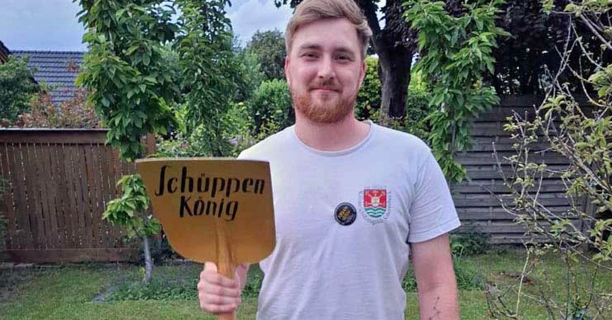 Schüppenschützen der Kiliangilde Schermbeck mit neuer Schüppenkönig Adrian Döhmer.